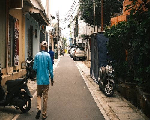 Casual walking routine around a residential neighborhood in Indonesia